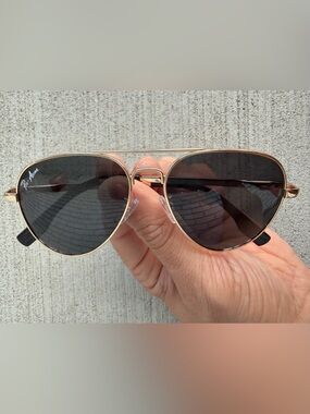 Pro Acme Aviator Sunglasses Gold Metal Frame Black Lenses Classic Pilot Style